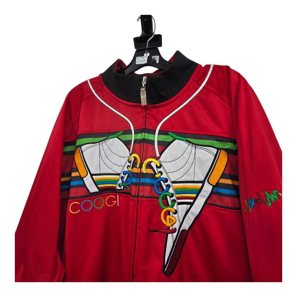 Vintage Y2K COOGIE Sneaker Lace Track Jacket Mens 4XL Red Colorful Streetwear
